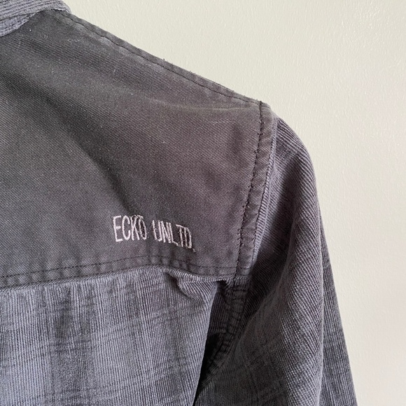Ecko Unltd. Men's Gray Check Long Sleeve‎ Fine Corduroy Button Up Shirt Small - Picture 8 of 14